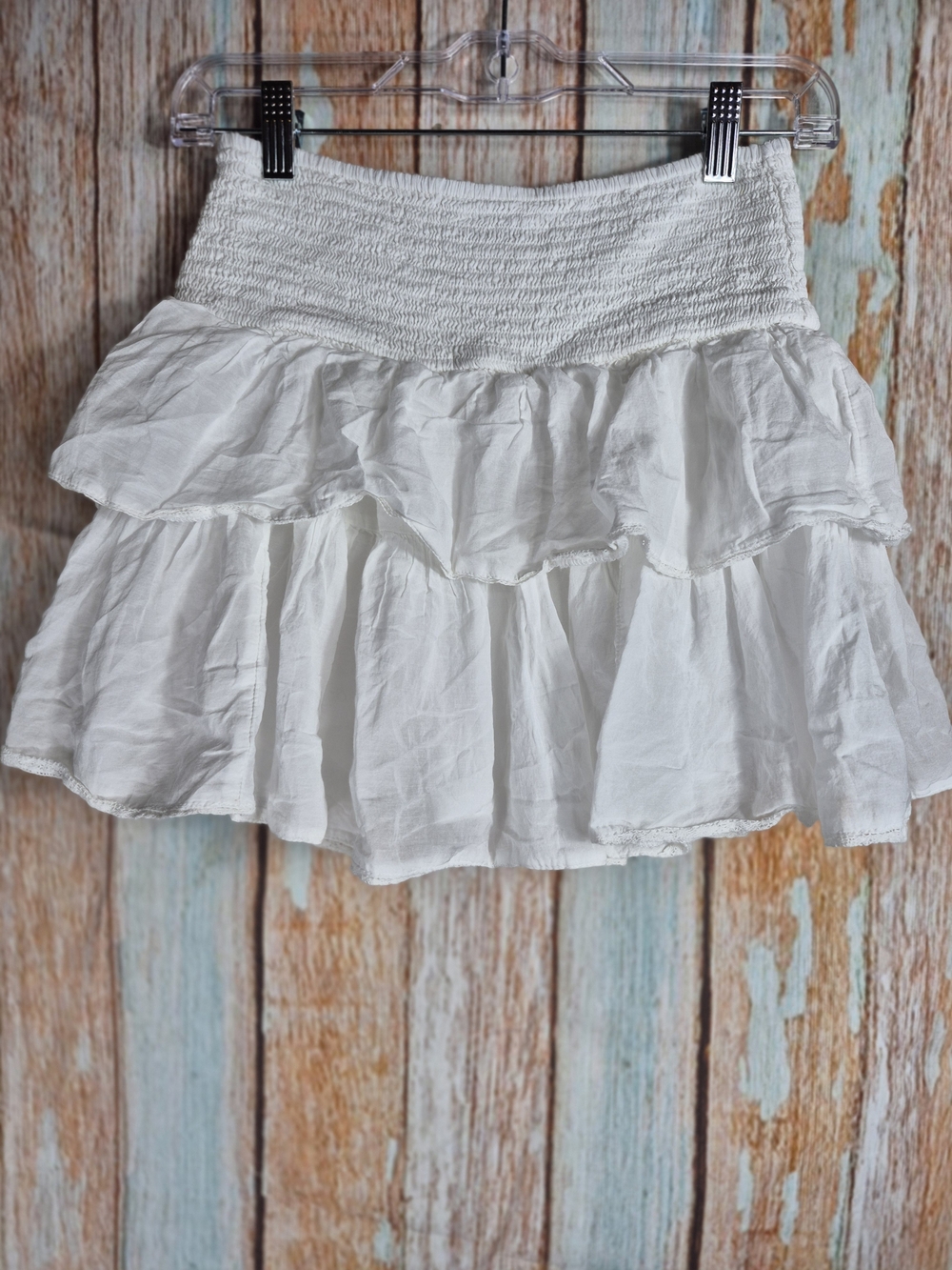American Eagle Outfitters White Tiered Ruffle Mini Skirt